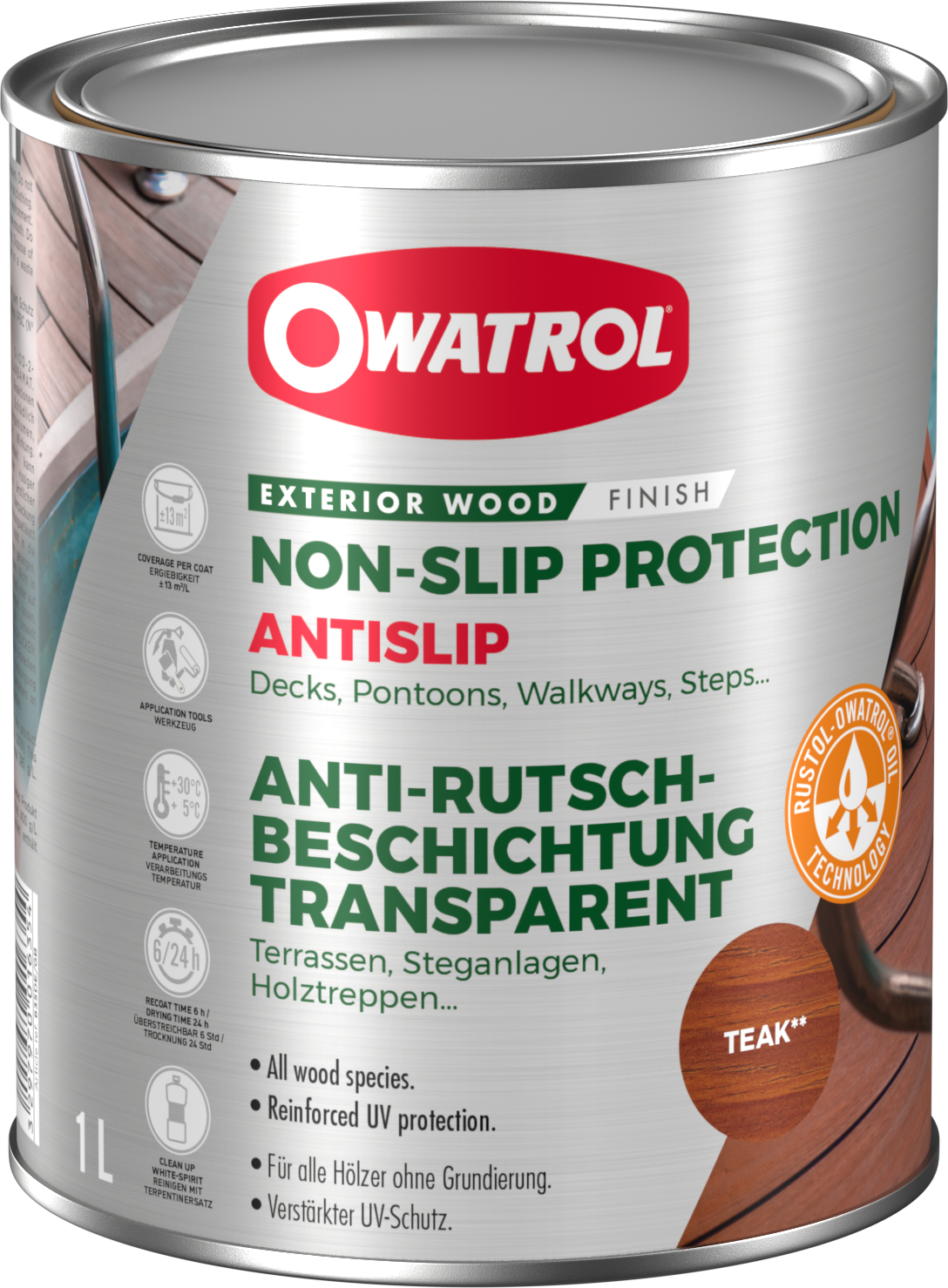 Antislip - Anti-Rutsch Holzbeschichtung, seidenmatt